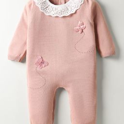 ToffyHouse Full Sleeves Romper With Butterfly Applique - Light Pink-picture-2