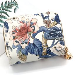 SYGA Women's Zip-Around Wallet with Flower Pattern, multi-card slots and Coin Holder(Blue)-4