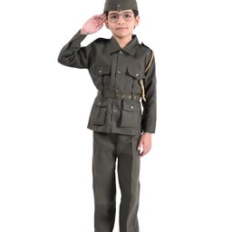 Itsmycostume Full Sleeves Netaji Subhash Chandra Bose Costume Set - Green-image-23