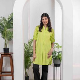 INAAYA JAIPUR Mandarin Collar Pure Cotton A-Line Kurti-image-90