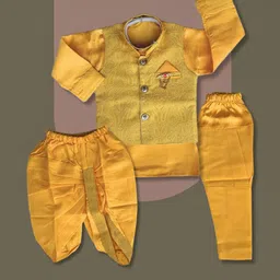 QUTIE NINJA Boys Regular Kurta Set with Dhoti Pants And Waist Coat-24