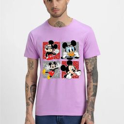 HESHA Men Mickey Mouse Graphic Printed Round Neck Cotton Relaxed Fit T-shirt-image-93