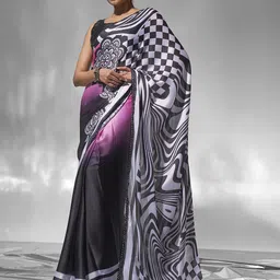 Mitera Abstract Printed Satin Ready to Wear Saree-3