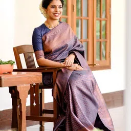 PHEASANT Woven Design Jacquard Banarasi Saree With Unstitched Blouse Piece-picture-0