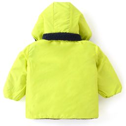 Babyoye Inner Sherpa Lined Woven Quilted Full Sleeves Reversible Jacket Colour Block Pattern- Green image 5