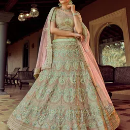 ODETTE Embroidered Sequinned Georgette Semi-Stitched Lehenga & Blouse With Dupatta-picture-38
