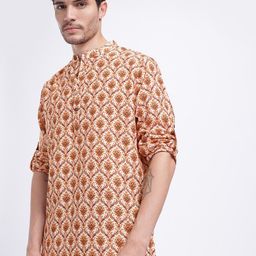 Anouk Rustic Ethnic Motifs Print Roll Up Sleeves Kurta-picture-43