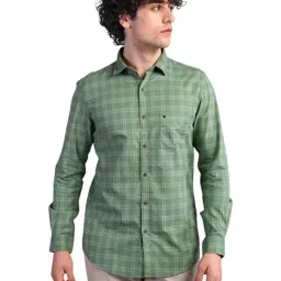 Turtle Green Cotton Slim Fit Chequered Shirt-picture-39
