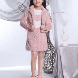 Peppermint Girls Pink & White Ripped Full Sleeves Dress Set-image-19