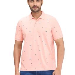 Park Avenue Peach Slim Fit Printed Polo T-Shirt-picture-6