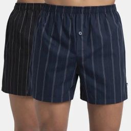 Jockey Black & Navy 8222 Super Combed Mercerized Cotton Woven Checkered Inner Boxers (Pack of 2)-image-65