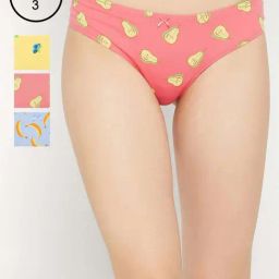 Clovia Cotton Pack of 3 Low Waist Printed Thong with Inner Elastic-12