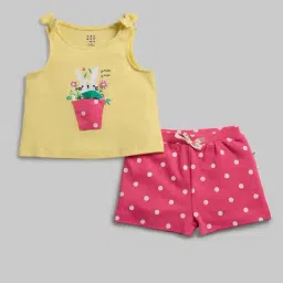 Ed-a-Mamma Infant Girls Yellow & Pink Cotton Printed Clothing Set-image-85