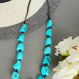 IMLI STREET Turquoise & Black Ethnic Tribal Handmade Resin Beaded Necklace-picture-21
