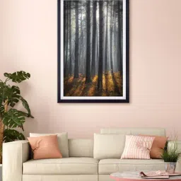 999store Black & Yellow Woods Printed Canvas Painting-42