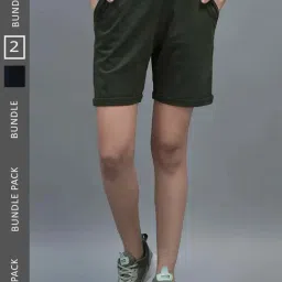 Dollar Green & Black Cotton Shorts - Pack Of 2-image-26