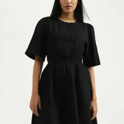 United Colors of Benetton Black A-Line Dress-picture-8
