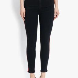 Kotty Black Cotton Striped Jeans-image-67