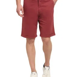 Cantabil Maroon Cotton Regular Fit Shorts-26