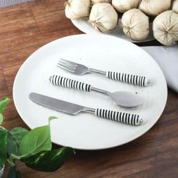 VarEesha Black Steel Cutlery - Set of 3-image-16