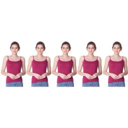 Dollar Missy Wine Cotton Camisole (Pack of 5)-image-37