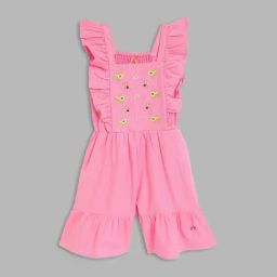 Blue Giraffe Kids Pink Embroidered Jumpsuit-image-114