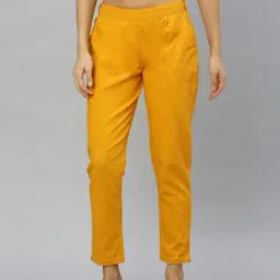 YASH GALLERY Yellow Mid Rise Pants-image-64