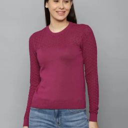 Allen Solly Wine Cotton Solid Sweater-image-35
