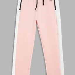 Blue Giraffe Kids Baby Pink & White Color Block Joggers-image-75
