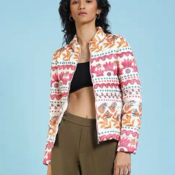Label Ritu Kumar Off White Printed Puffer Jacket-picture-41