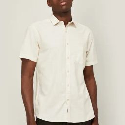 Code Casual Beige Cotton Regular Fit Shirt-1