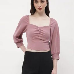 MADAME Mauve Embellished Crop Top-image-24