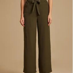 Kazo Olive Straight Fit High Rise Elasticated Pants-image-97