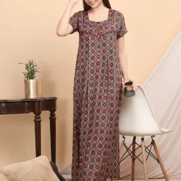 Sweet Dreams Multicolor Cotton Printed Nighty-image-75
