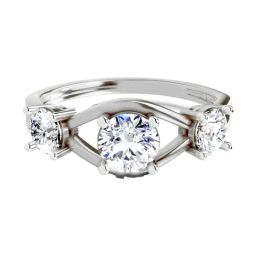 Sparkles 14k (585) White Gold 3 Stone Lab Grown Diamond for Women-image-79