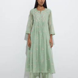 Zuba by Westside Sage Floral Embroidered Fit-and-Flare Kurta-21