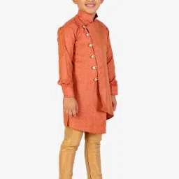 Pro-Ethic Style Developer Kids Rust & Beige Printed Full Sleeves Kurta with Pyjamas image 3