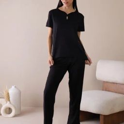 Sweet Dreams Black Plain Pyjama Set-image-20