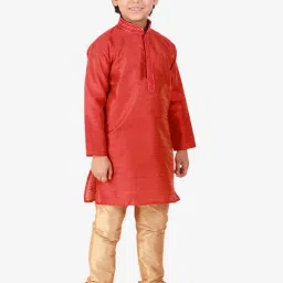 Pro-Ethic Style Developer Kids Red & Beige Printed Full Sleeves Kurta with Pyjamas image 3
