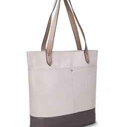 Spice Art Cream and Mauve Color Block Large Tote Bag image 3