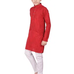 Pro-Ethic Style Developer Kids Red & White Solid Full Sleeves Kurta with Pyjamas image 3