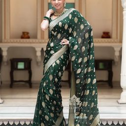 MORLY Woven Design Zari Silk Blend Kanjeevaram Saree-image-67