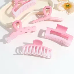 Radhya Accessories Women Set of 5 Pink crush Gradient Matte finish Hair Claws-20