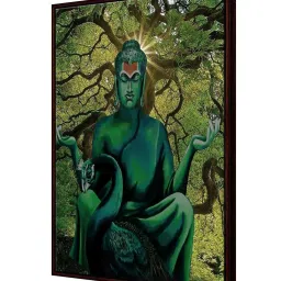 999Store Green Canvas Blessing Lord Buddha Art Canvas Painting With Frame image 3