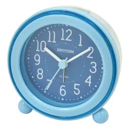 RHYTHM Blue Plastic Round Beep Alarm Sound with LED Flash Light Table Clock image 3