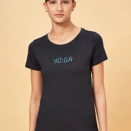 Ajile by Pantaloons Black Cotton Printed Sports T-Shirt-picture-28