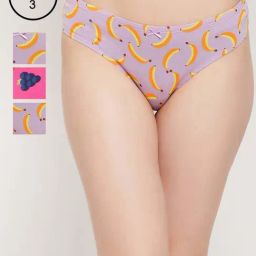 Clovia Cotton Pack of 3 Low Waist Printed Thong with Inner Elastic-16