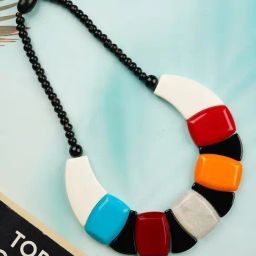 IMLI STREET Multicolor Ethnic Tribal Handmade Resin Beaded Necklace-picture-19