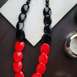 IMLI STREET Red & Black Ethnic Tribal Handmade Resin Beaded Necklace-picture-33