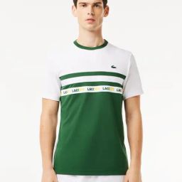 Lacoste White Regular Fit Colour Block Sports T-Shirt-image-22